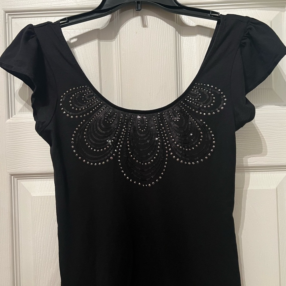 Express Black Blouse with Studded Design